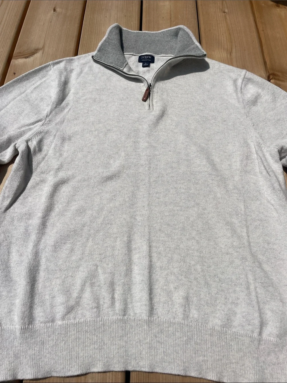 J. Crew Men's Light Gray 1/4 Zip  Mock Collar Sweater